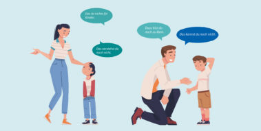 Illustration: Frau/Mann macht Kind Vorhaltungen