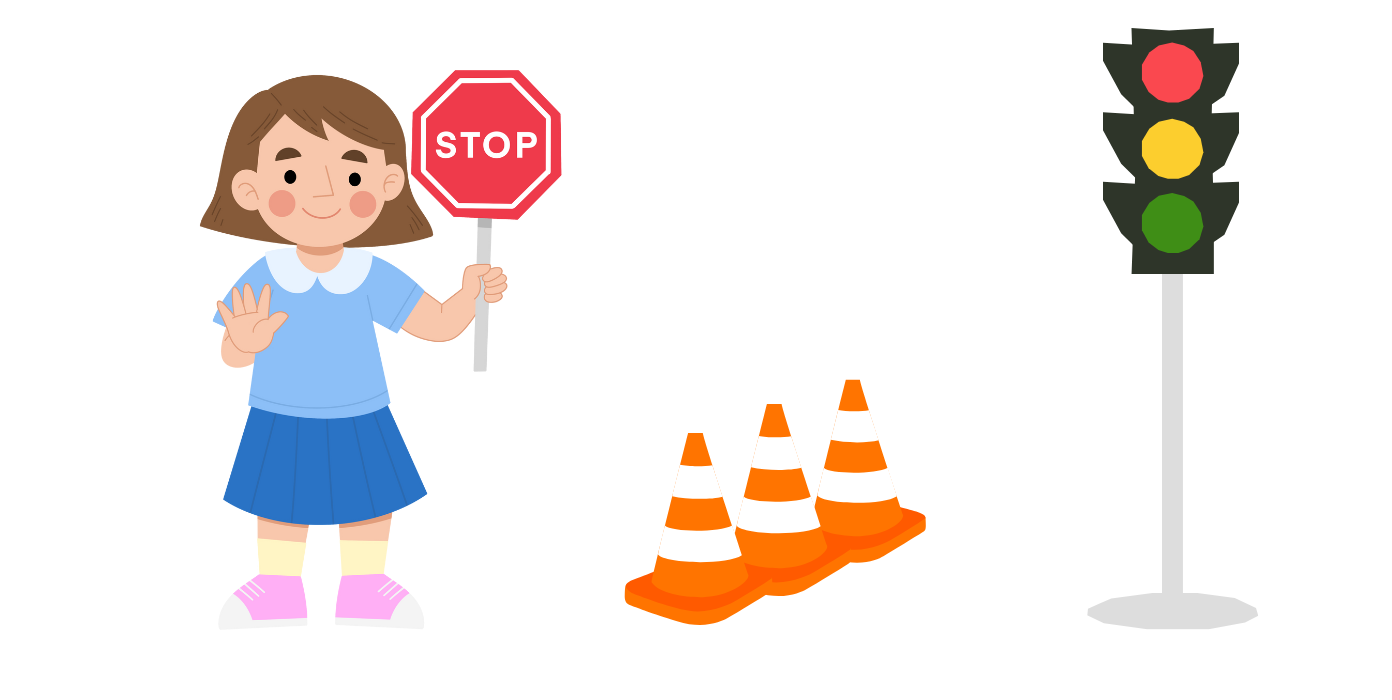 Illustration eines Mädchens mit Stop-Schild