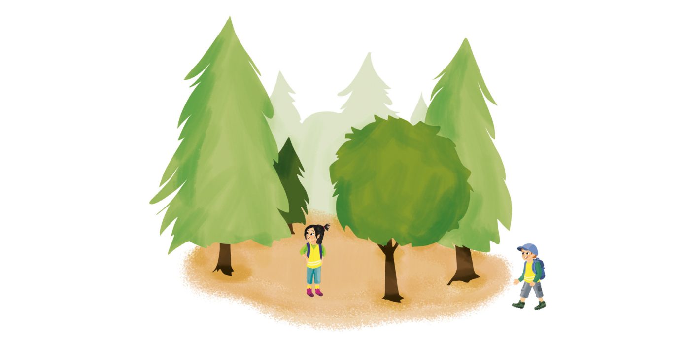 Illustration Kinder im Wald