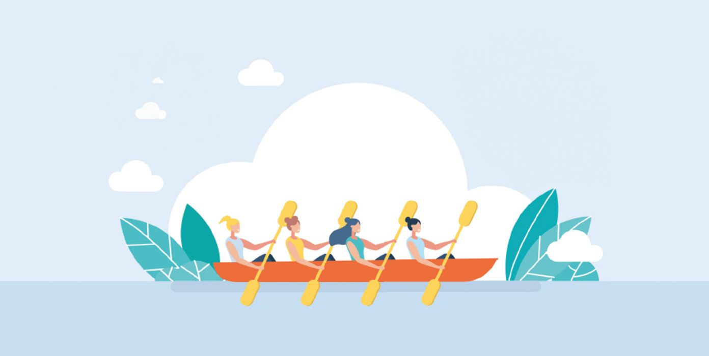 Illustration Menschen im Ruderboot