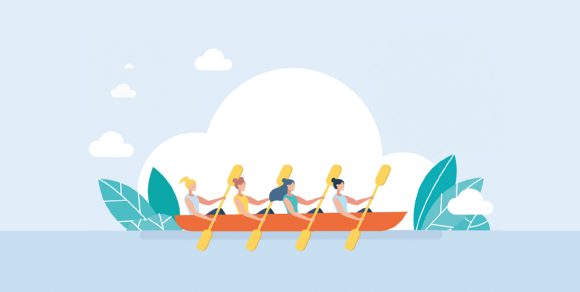 Illustration Menschen im Ruderboot