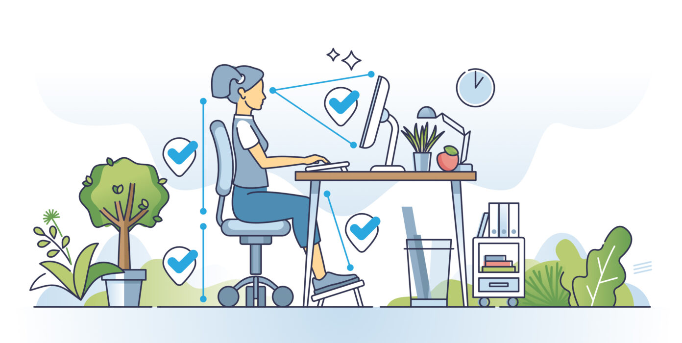 Illustration: Ergonomischer Schreibtischarbeitsplatz